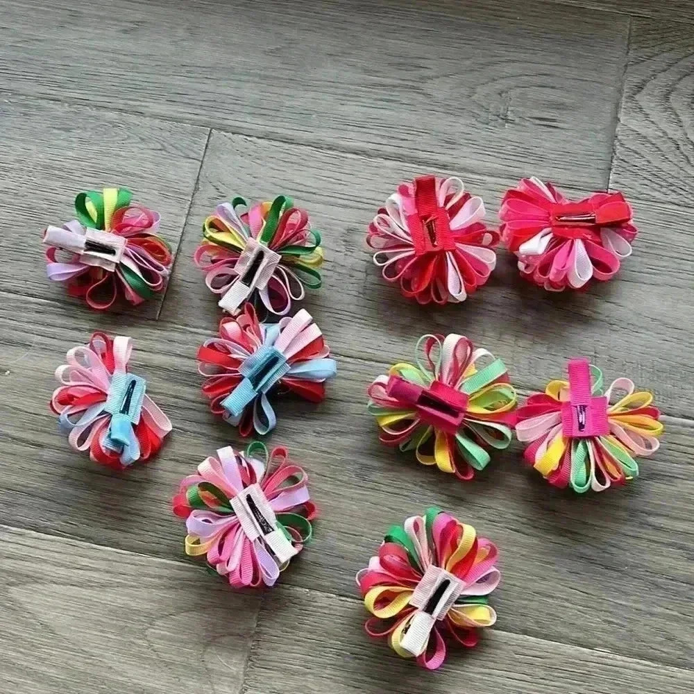 ✨2/$30✨HANDMADE Hair Bows | Colourful handmade surround a bows pack of  10 - Picture 5 of 5